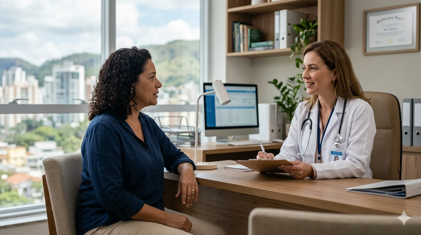 Médico clínico geral em consulta particular com paciente